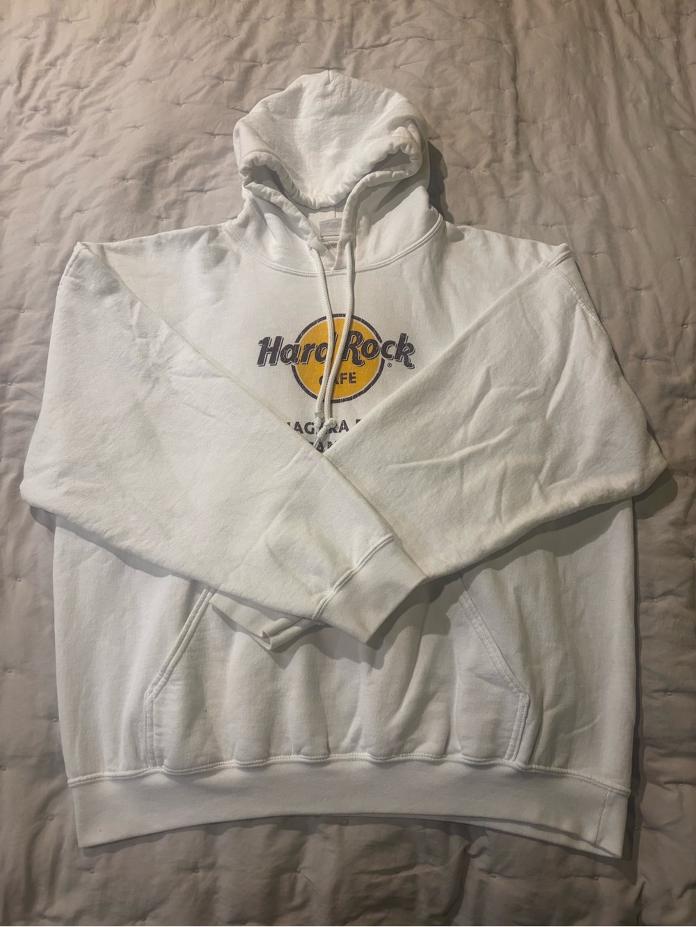 Hard Rock Cafe White Niagara Hoodie - Men's Pullover Sweatshirt0641
